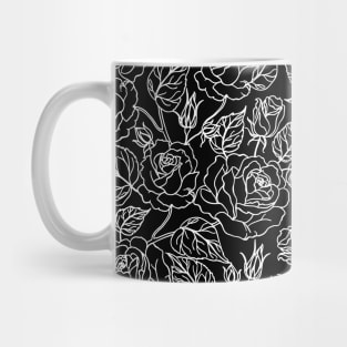 Roses in Black and White - Pretty Flowers - Floral Pattern Mug